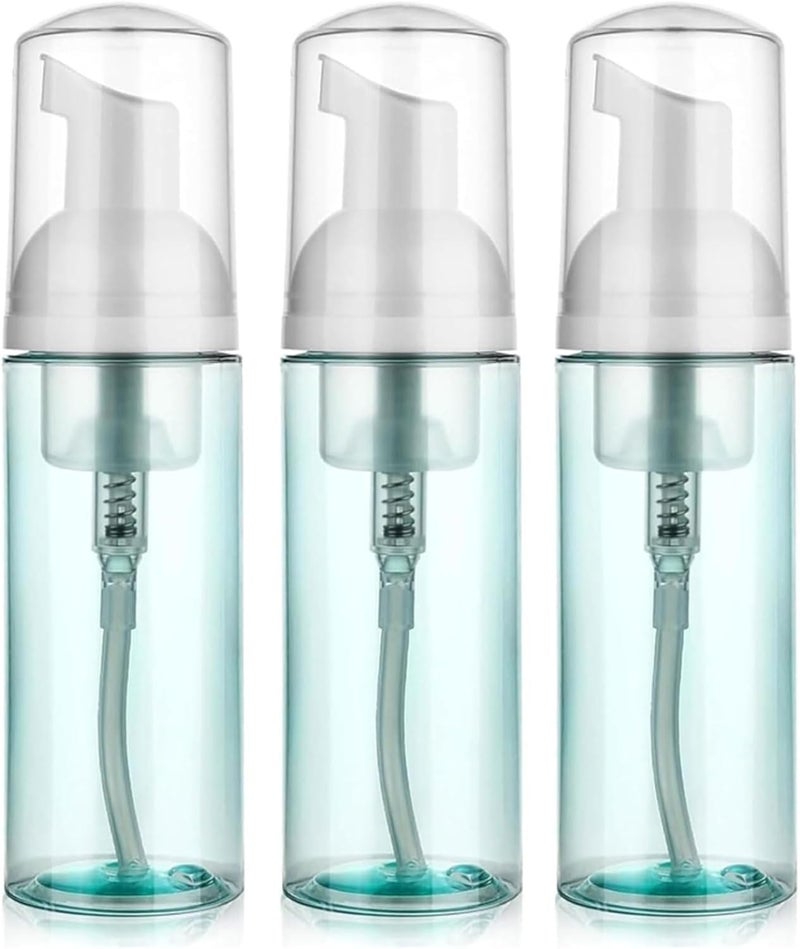 Vesslam 3 Pack Foam Pump Bottle Travel 60 ml/2 oz Small Size Mousse Foaming Soap Dispenser, Clear Plastic Foam Soap Dispenser Mini Empty Refillable Pump Containers (Green) - Image 1